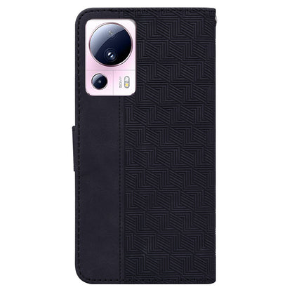 For Xiaomi 13 Lite / Civi 2 5G Wallet Leather Case Geometry Pattern Imprinted Phone Stand Cover