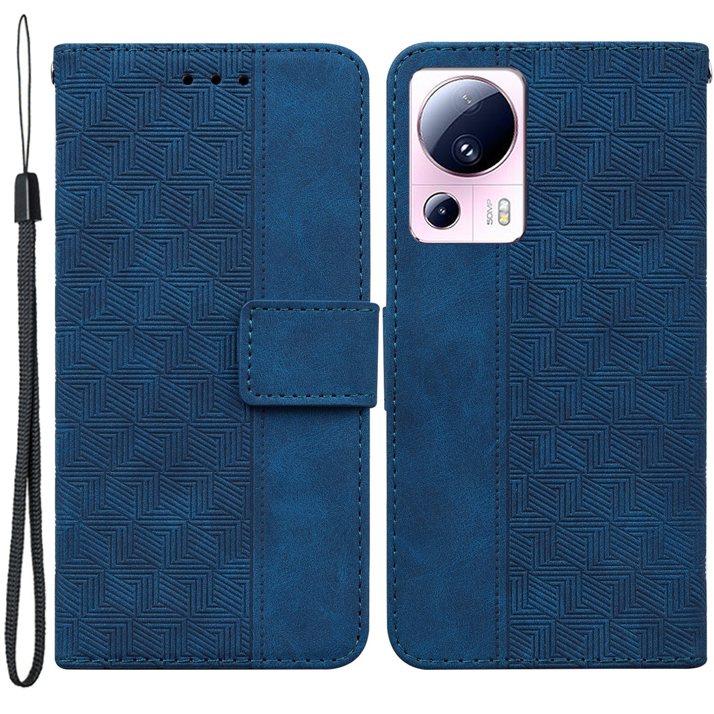 For Xiaomi 13 Lite / Civi 2 5G Wallet Leather Case Geometry Pattern Imprinted Phone Stand Cover
