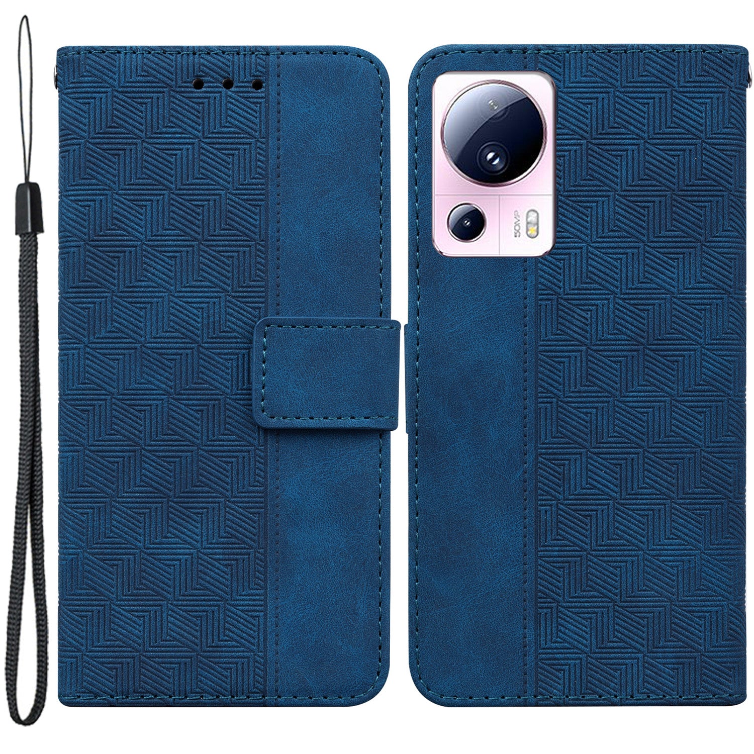 For Xiaomi 13 Lite / Civi 2 5G Wallet Leather Case Geometry Pattern Imprinted Phone Stand Cover