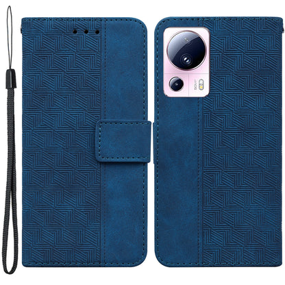 For Xiaomi 13 Lite / Civi 2 5G Wallet Leather Case Geometry Pattern Imprinted Phone Stand Cover