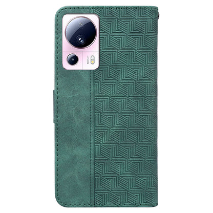 For Xiaomi 13 Lite / Civi 2 5G Wallet Leather Case Geometry Pattern Imprinted Phone Stand Cover