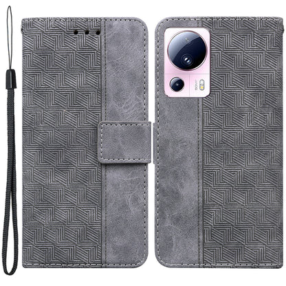 For Xiaomi 13 Lite / Civi 2 5G Wallet Leather Case Geometry Pattern Imprinted Phone Stand Cover