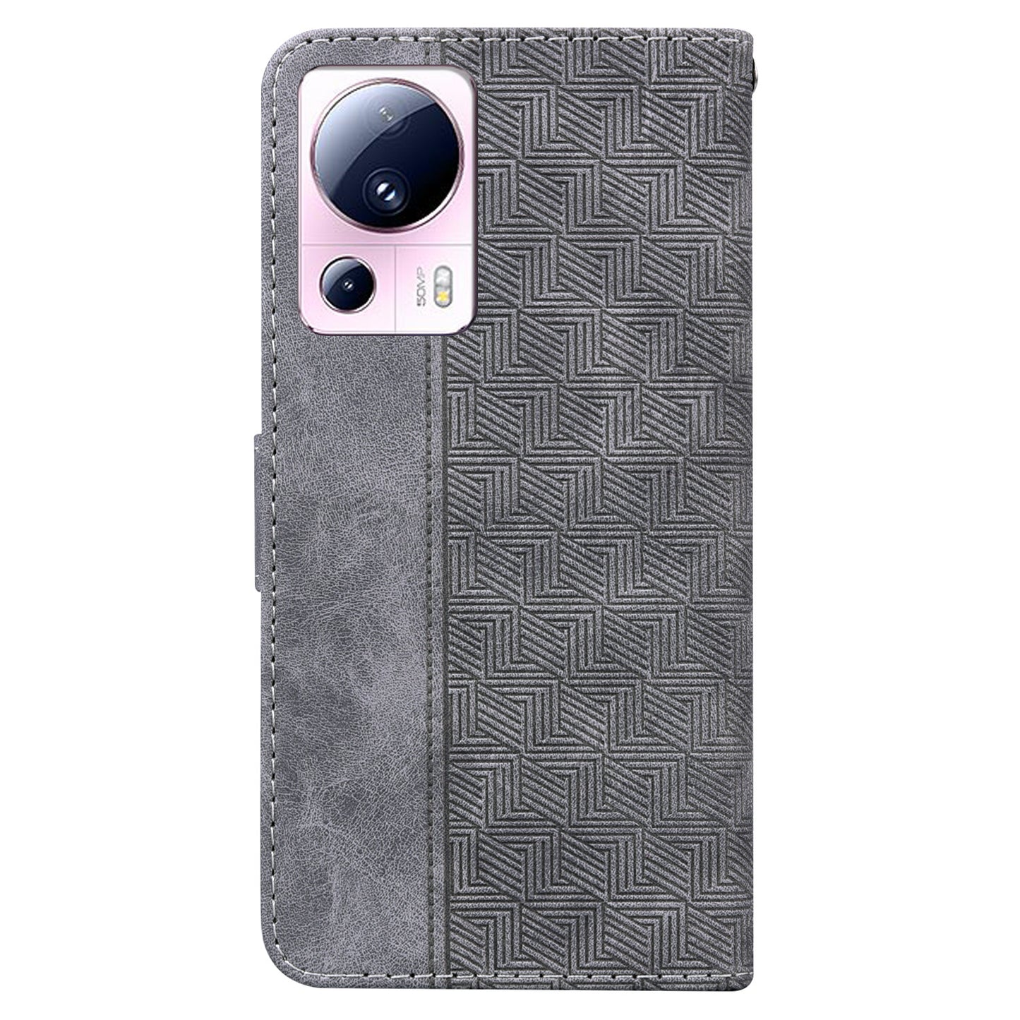 For Xiaomi 13 Lite / Civi 2 5G Wallet Leather Case Geometry Pattern Imprinted Phone Stand Cover