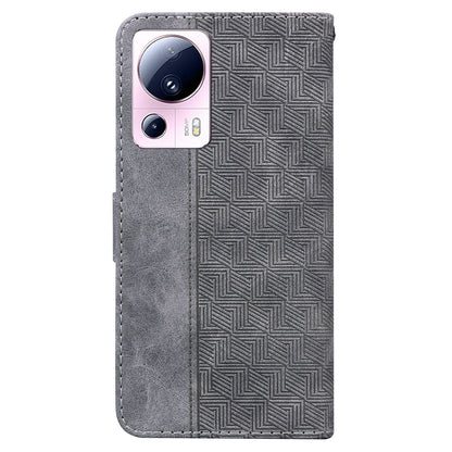 For Xiaomi 13 Lite / Civi 2 5G Wallet Leather Case Geometry Pattern Imprinted Phone Stand Cover