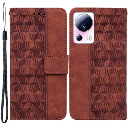 For Xiaomi 13 Lite / Civi 2 5G Wallet Leather Case Geometry Pattern Imprinted Phone Stand Cover