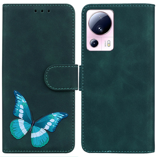Wallet Cover for Xiaomi 13 Lite / Civi 2 5G Butterfly Printing Skin-touch PU Leather Flip Stand Phone Case