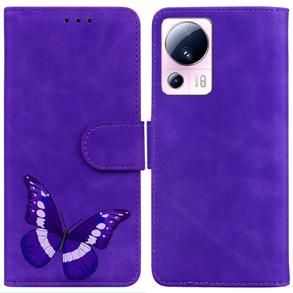 Wallet Cover for Xiaomi 13 Lite / Civi 2 5G Butterfly Printing Skin-touch PU Leather Flip Stand Phone Case