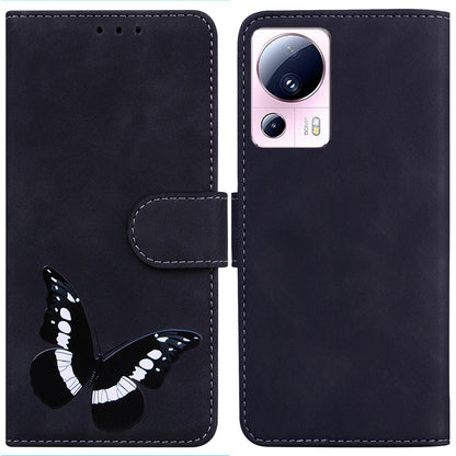 Wallet Cover for Xiaomi 13 Lite / Civi 2 5G Butterfly Printing Skin-touch PU Leather Flip Stand Phone Case