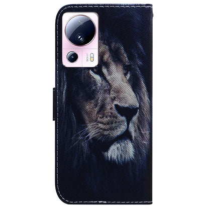 For Xiaomi 13 Lite / Civi 2 5G PU Leather Cover Wallet Stand Pattern Printing Phone Case Shell