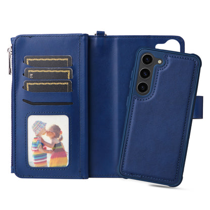KT Multi-functional Series-4 Leather Phone Case for Samsung Galaxy S23 , Detachable Zipper Pocket Wallet Stand Cover