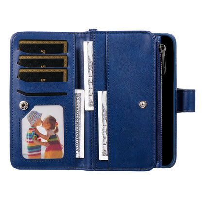 KT Multi-functional Series-4 Leather Phone Case for Samsung Galaxy S23 , Detachable Zipper Pocket Wallet Stand Cover