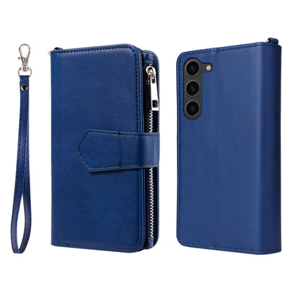 KT Multi-functional Series-4 Leather Phone Case for Samsung Galaxy S23 , Detachable Zipper Pocket Wallet Stand Cover