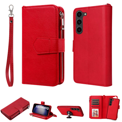 KT Multi-functional Series-4 Leather Phone Case for Samsung Galaxy S23 , Detachable Zipper Pocket Wallet Stand Cover