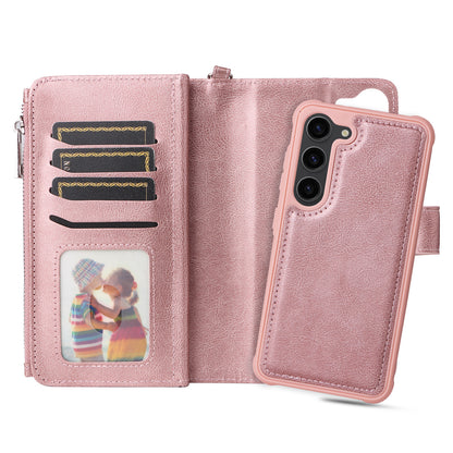 KT Multi-functional Series-4 Leather Phone Case for Samsung Galaxy S23 , Detachable Zipper Pocket Wallet Stand Cover