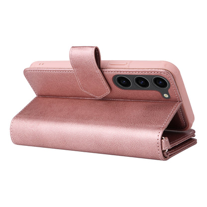 KT Multi-functional Series-4 Leather Phone Case for Samsung Galaxy S23 , Detachable Zipper Pocket Wallet Stand Cover