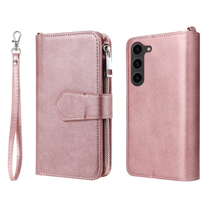 KT Multi-functional Series-4 Leather Phone Case for Samsung Galaxy S23 , Detachable Zipper Pocket Wallet Stand Cover