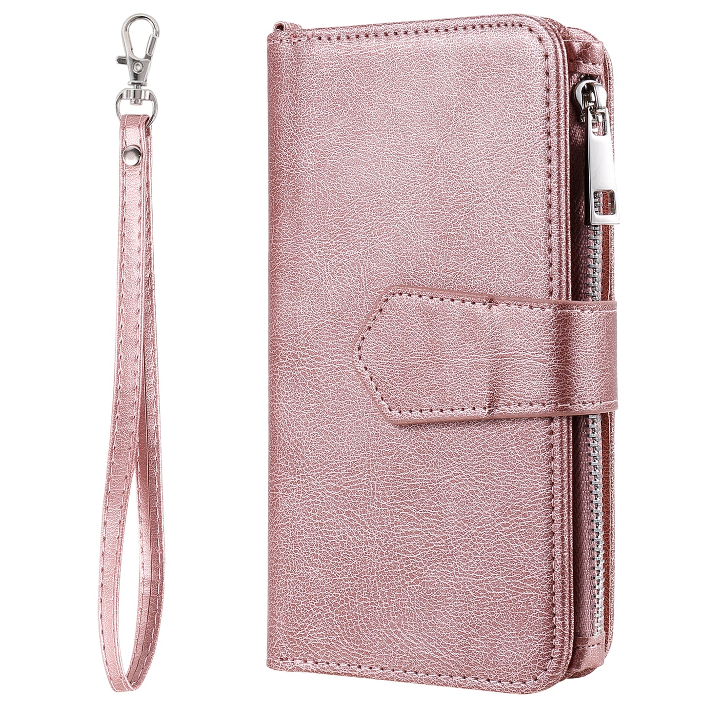 KT Multi-functional Series-4 Leather Phone Case for Samsung Galaxy S23 , Detachable Zipper Pocket Wallet Stand Cover