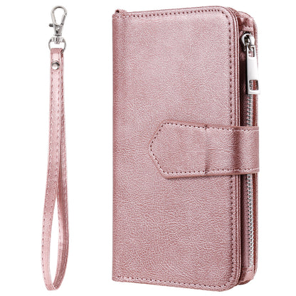 KT Multi-functional Series-4 Leather Phone Case for Samsung Galaxy S23 , Detachable Zipper Pocket Wallet Stand Cover