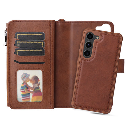 KT Multi-functional Series-4 Leather Phone Case for Samsung Galaxy S23 , Detachable Zipper Pocket Wallet Stand Cover