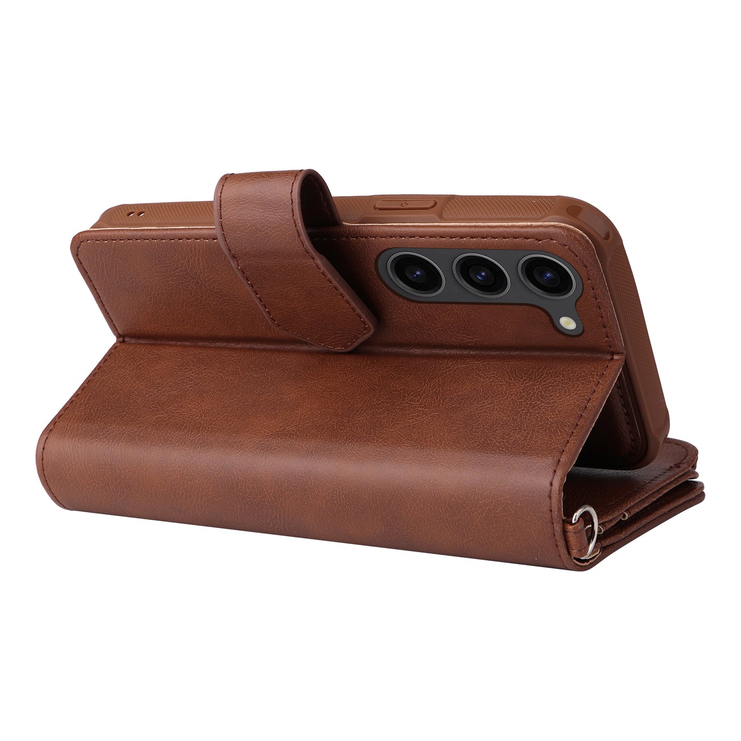 KT Multi-functional Series-4 Leather Phone Case for Samsung Galaxy S23 , Detachable Zipper Pocket Wallet Stand Cover