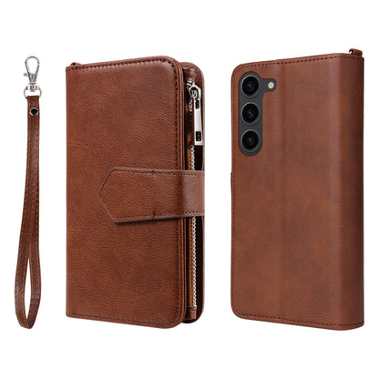 KT Multi-functional Series-4 Leather Phone Case for Samsung Galaxy S23 , Detachable Zipper Pocket Wallet Stand Cover