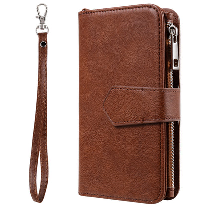 KT Multi-functional Series-4 Leather Phone Case for Samsung Galaxy S23 , Detachable Zipper Pocket Wallet Stand Cover