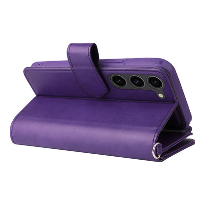 KT Multi-functional Series-4 Leather Phone Case for Samsung Galaxy S23 , Detachable Zipper Pocket Wallet Stand Cover