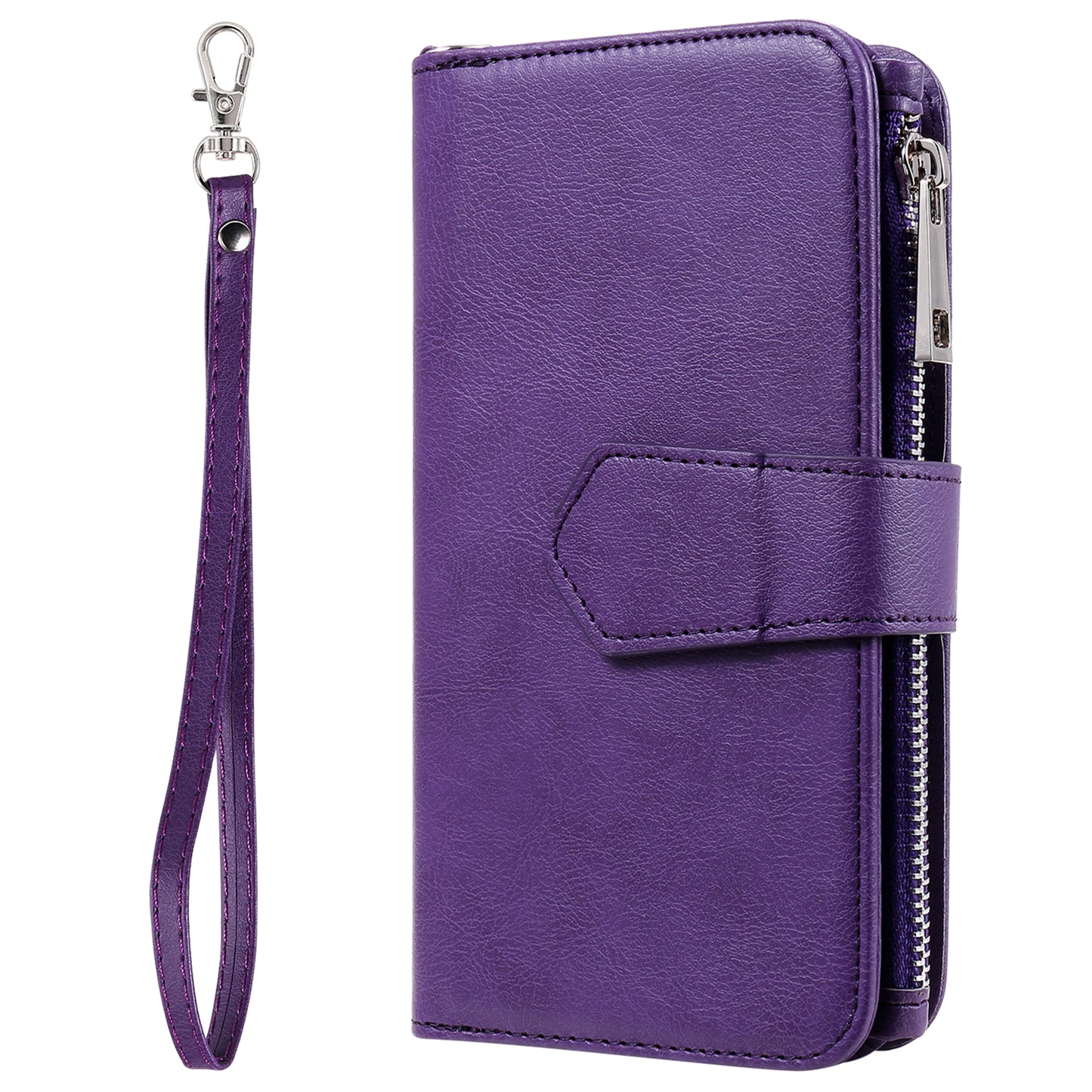 KT Multi-functional Series-4 Leather Phone Case for Samsung Galaxy S23 , Detachable Zipper Pocket Wallet Stand Cover
