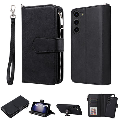 KT Multi-functional Series-4 Leather Phone Case for Samsung Galaxy S23 , Detachable Zipper Pocket Wallet Stand Cover