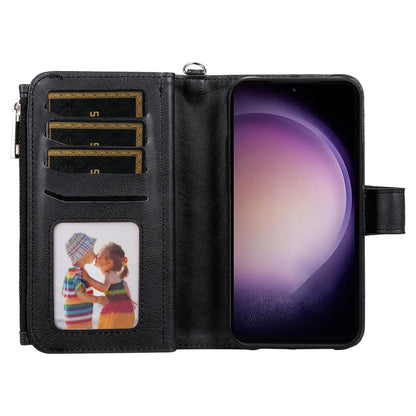 KT Multi-functional Series-4 Leather Phone Case for Samsung Galaxy S23 , Detachable Zipper Pocket Wallet Stand Cover