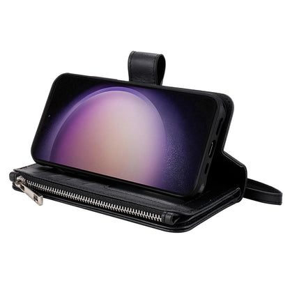 KT Multi-functional Series-4 Leather Phone Case for Samsung Galaxy S23 , Detachable Zipper Pocket Wallet Stand Cover