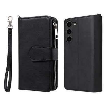 KT Multi-functional Series-4 Leather Phone Case for Samsung Galaxy S23 , Detachable Zipper Pocket Wallet Stand Cover