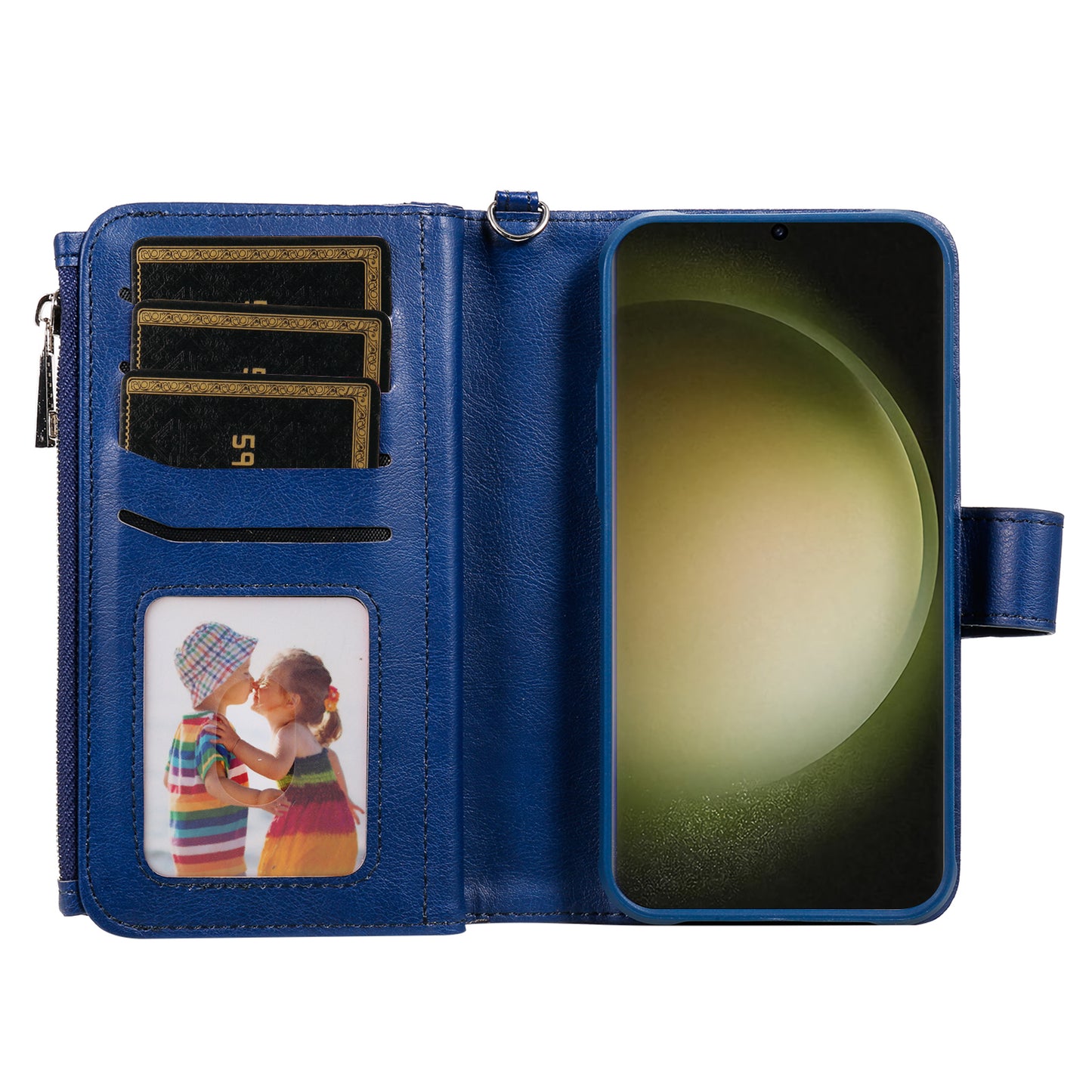 KT Multi-functional Series-4 Zipper Wallet Phone Case for Samsung Galaxy S23 Ultra , PU Leather Stand Detachable Flip Cover