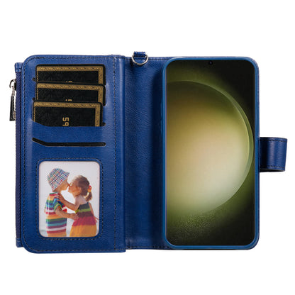 KT Multi-functional Series-4 Zipper Wallet Phone Case for Samsung Galaxy S23 Ultra , PU Leather Stand Detachable Flip Cover