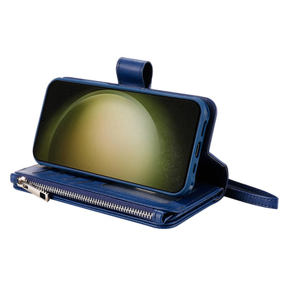 KT Multi-functional Series-4 Zipper Wallet Phone Case for Samsung Galaxy S23 Ultra , PU Leather Stand Detachable Flip Cover