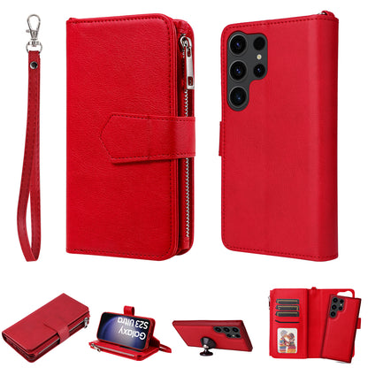 KT Multi-functional Series-4 Zipper Wallet Phone Case for Samsung Galaxy S23 Ultra , PU Leather Stand Detachable Flip Cover