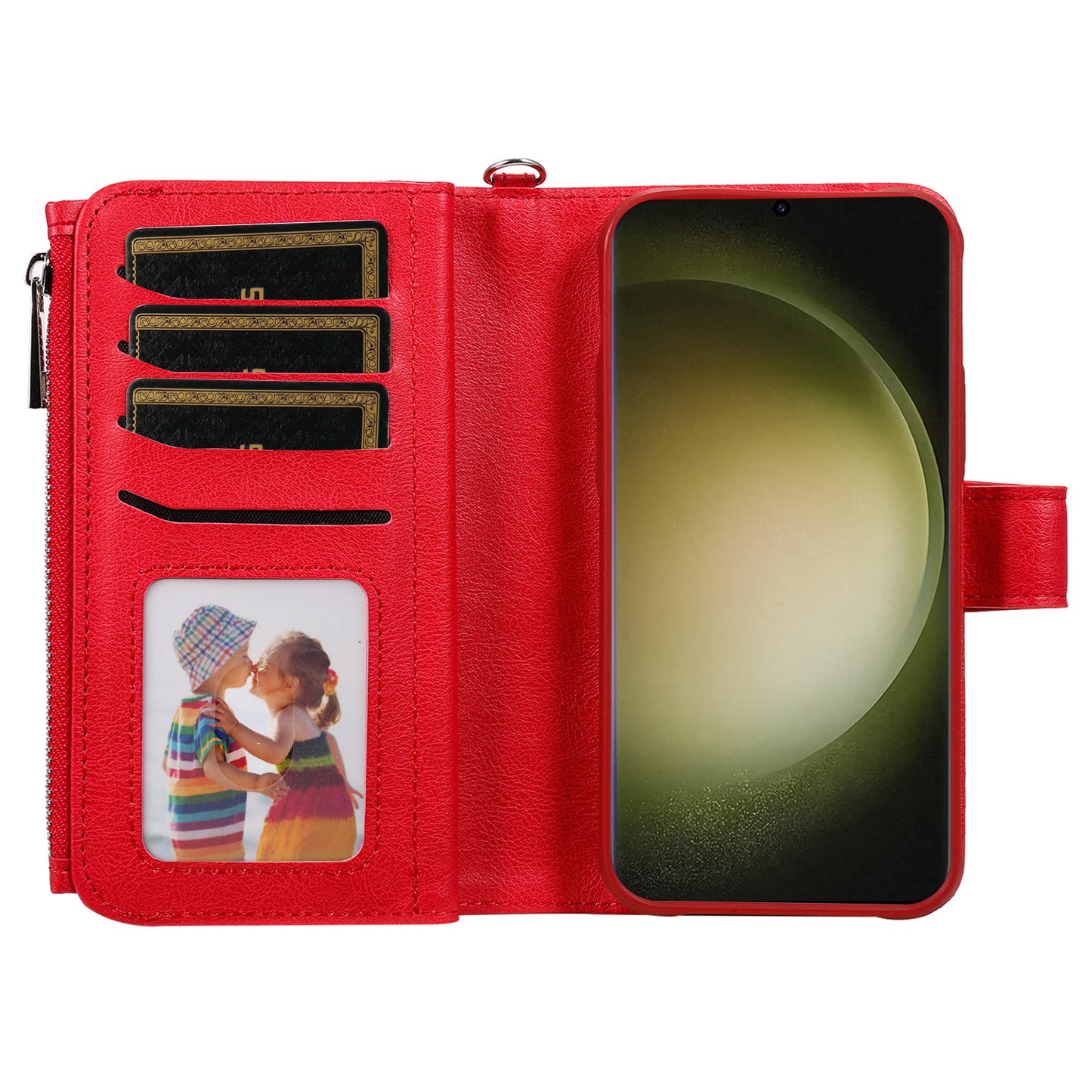 KT Multi-functional Series-4 Zipper Wallet Phone Case for Samsung Galaxy S23 Ultra , PU Leather Stand Detachable Flip Cover