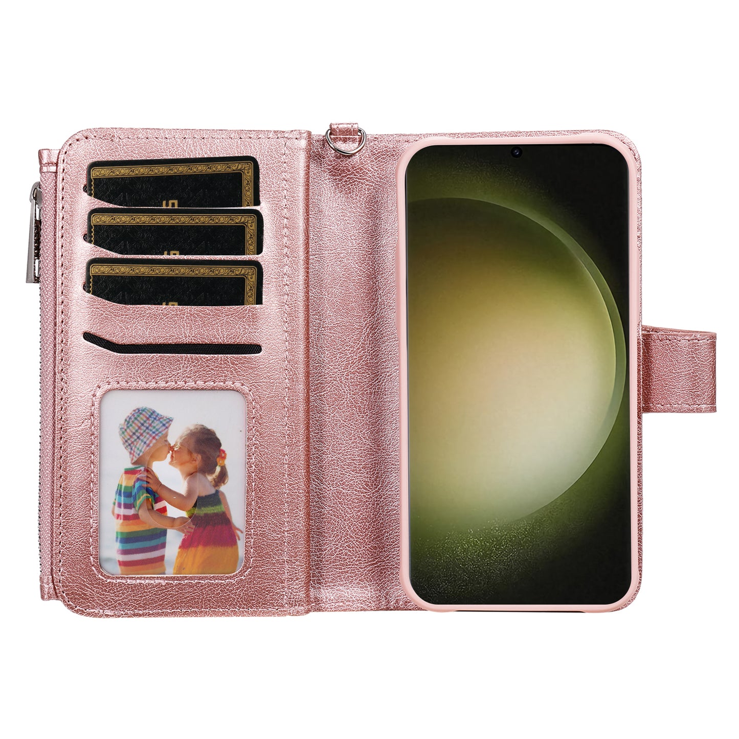 KT Multi-functional Series-4 Zipper Wallet Phone Case for Samsung Galaxy S23 Ultra , PU Leather Stand Detachable Flip Cover