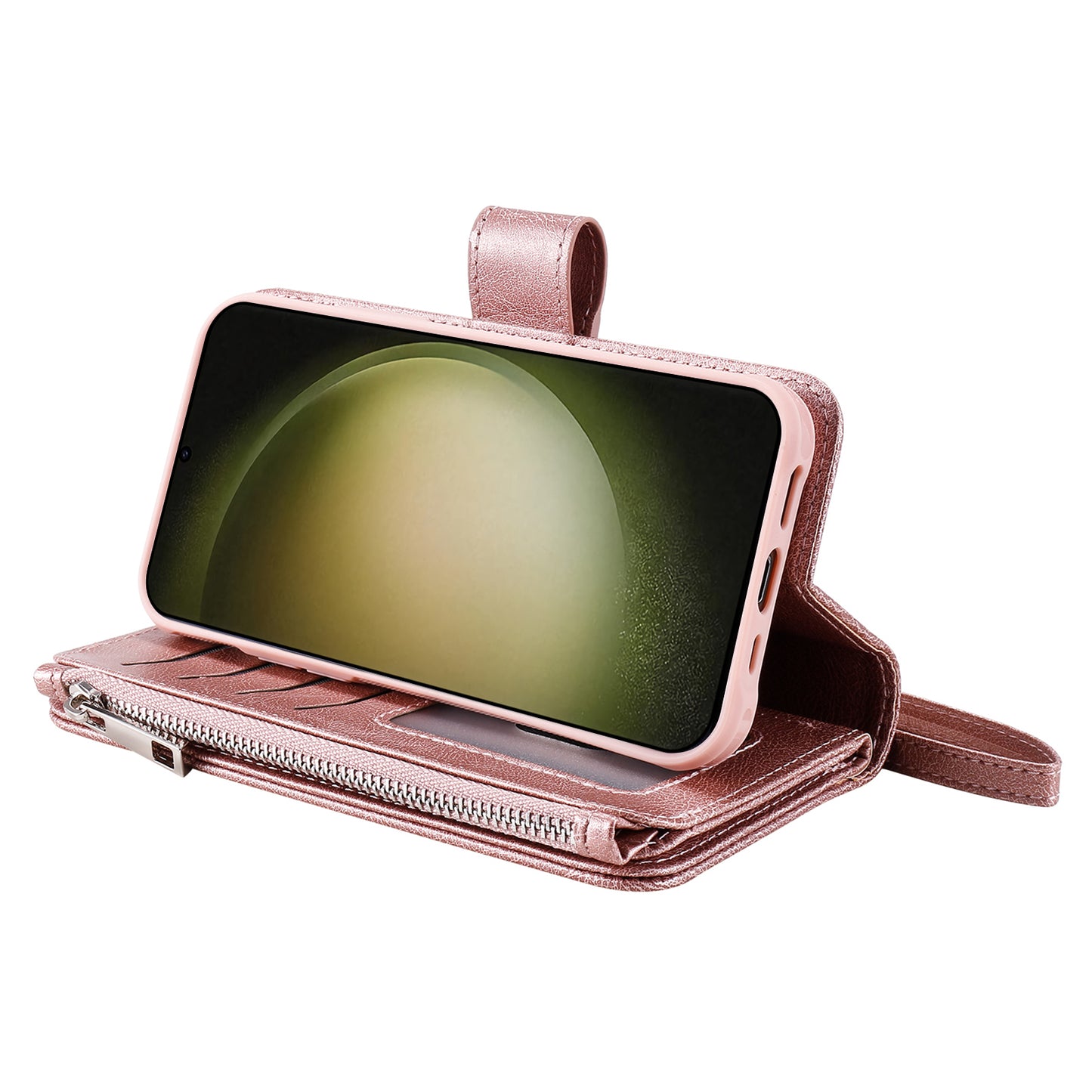 KT Multi-functional Series-4 Zipper Wallet Phone Case for Samsung Galaxy S23 Ultra , PU Leather Stand Detachable Flip Cover