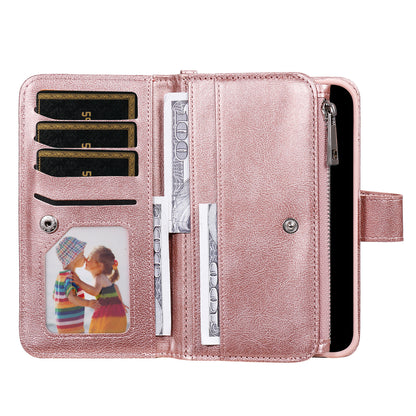 KT Multi-functional Series-4 Zipper Wallet Phone Case for Samsung Galaxy S23 Ultra , PU Leather Stand Detachable Flip Cover