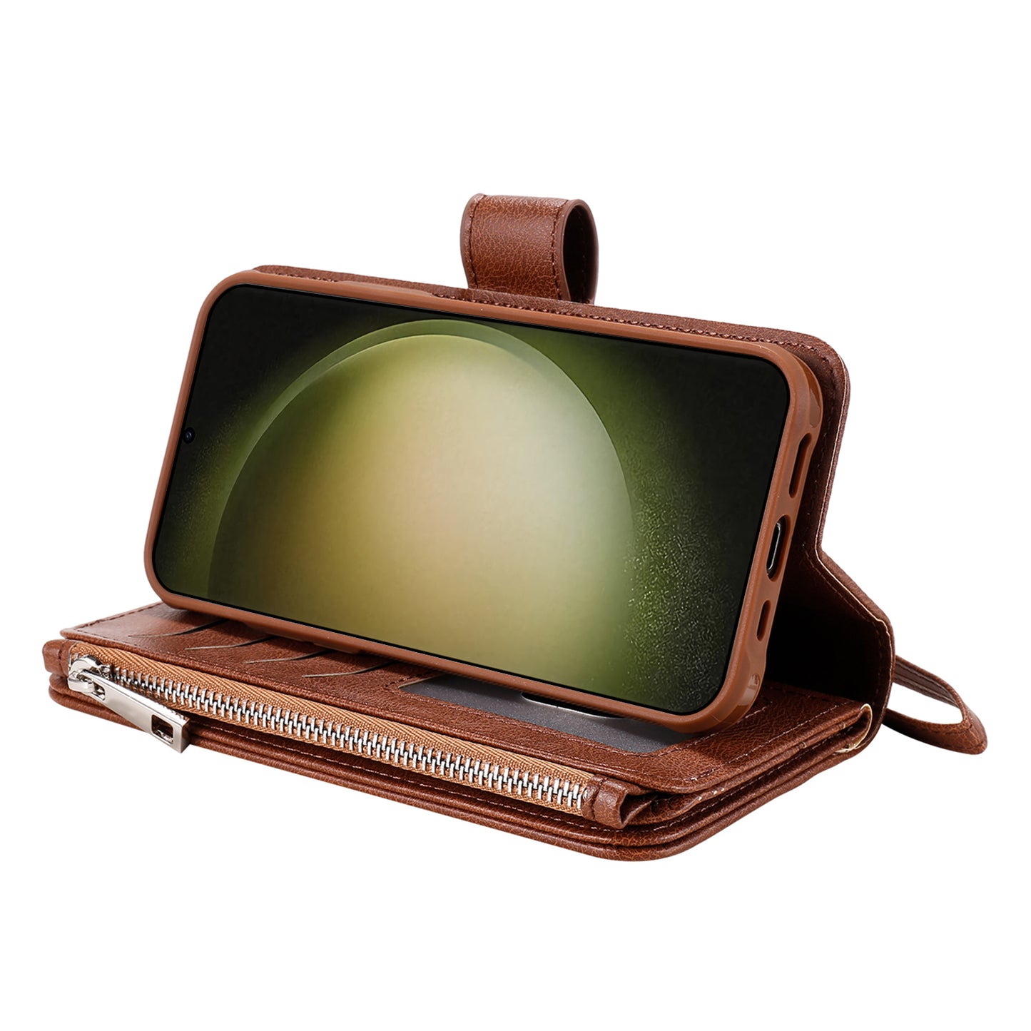 KT Multi-functional Series-4 Zipper Wallet Phone Case for Samsung Galaxy S23 Ultra , PU Leather Stand Detachable Flip Cover