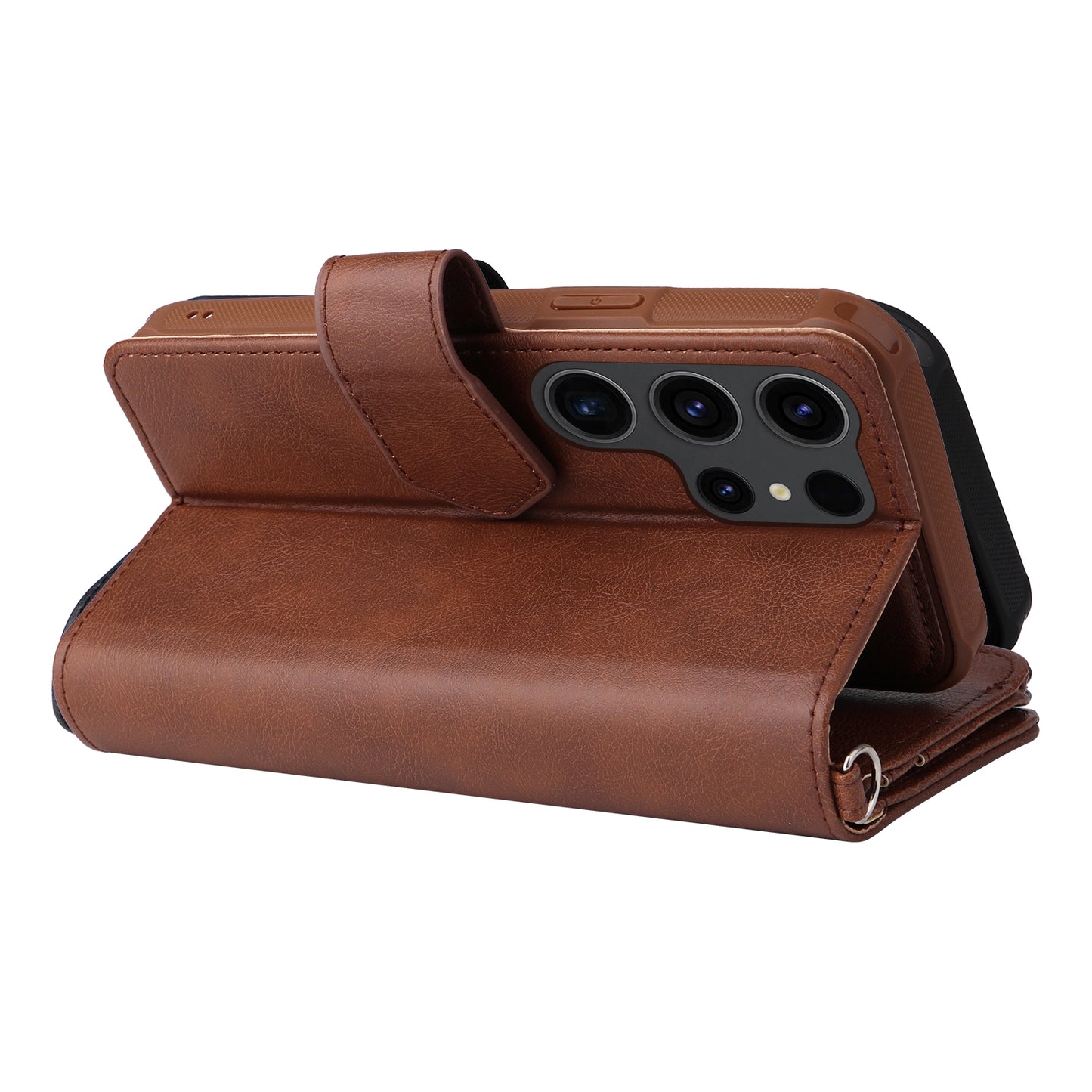 KT Multi-functional Series-4 Zipper Wallet Phone Case for Samsung Galaxy S23 Ultra , PU Leather Stand Detachable Flip Cover