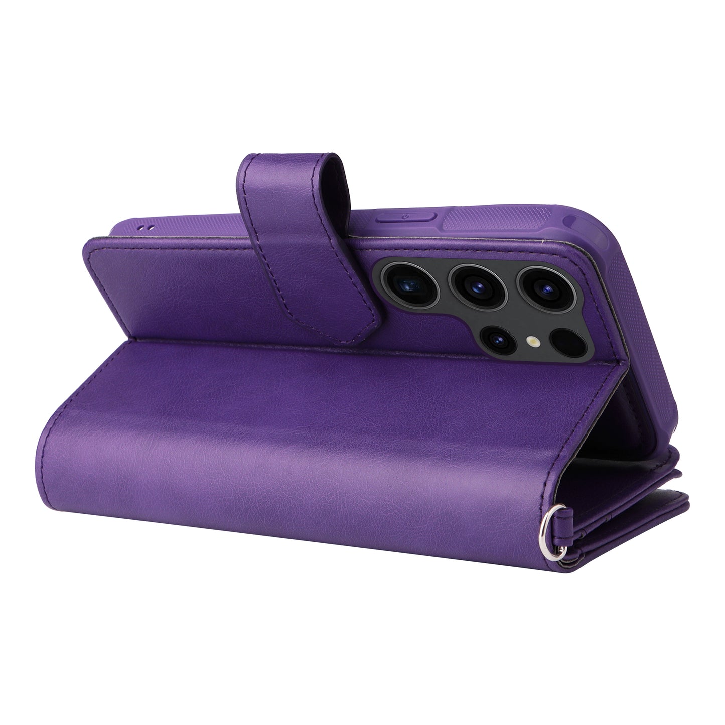 KT Multi-functional Series-4 Zipper Wallet Phone Case for Samsung Galaxy S23 Ultra , PU Leather Stand Detachable Flip Cover