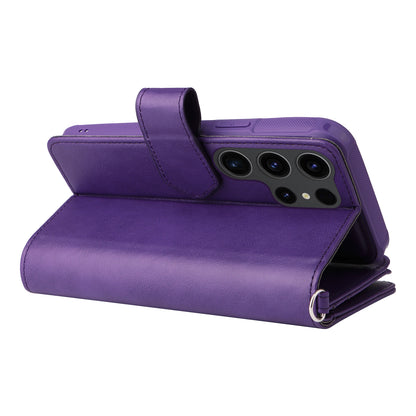 KT Multi-functional Series-4 Zipper Wallet Phone Case for Samsung Galaxy S23 Ultra , PU Leather Stand Detachable Flip Cover