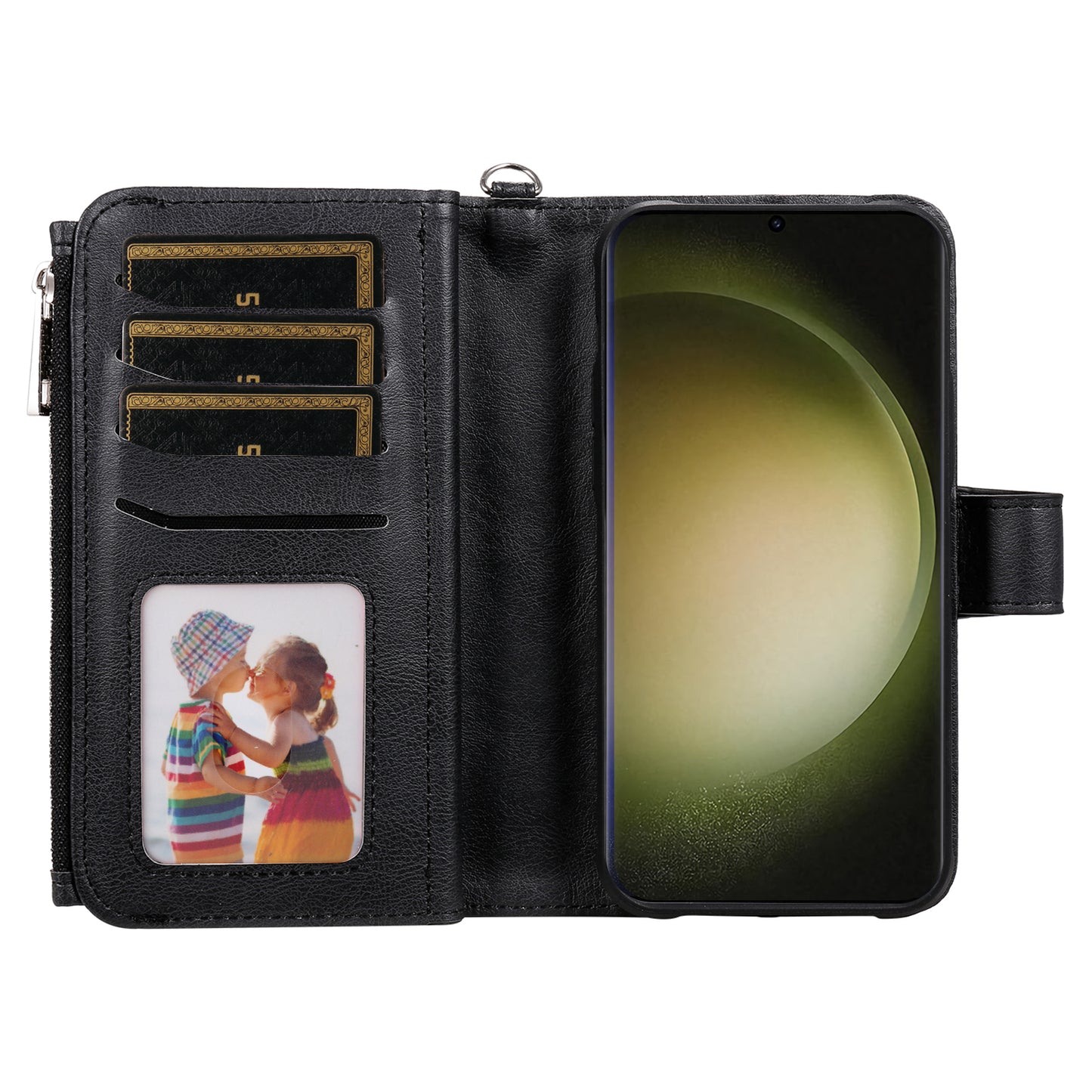 KT Multi-functional Series-4 Zipper Wallet Phone Case for Samsung Galaxy S23 Ultra , PU Leather Stand Detachable Flip Cover