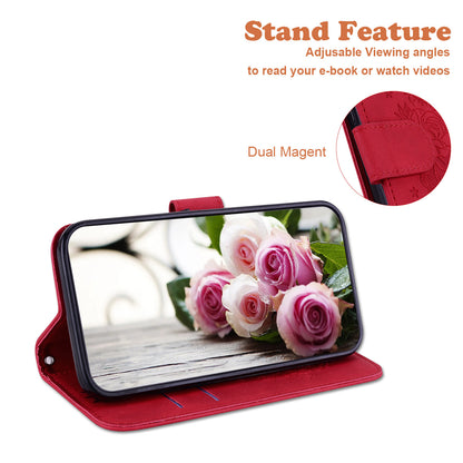 For Honor X5 4G TPU+PU Leather Phone Shell Rose Butterfly Imprinted Stand Wallet Phone Stand Case