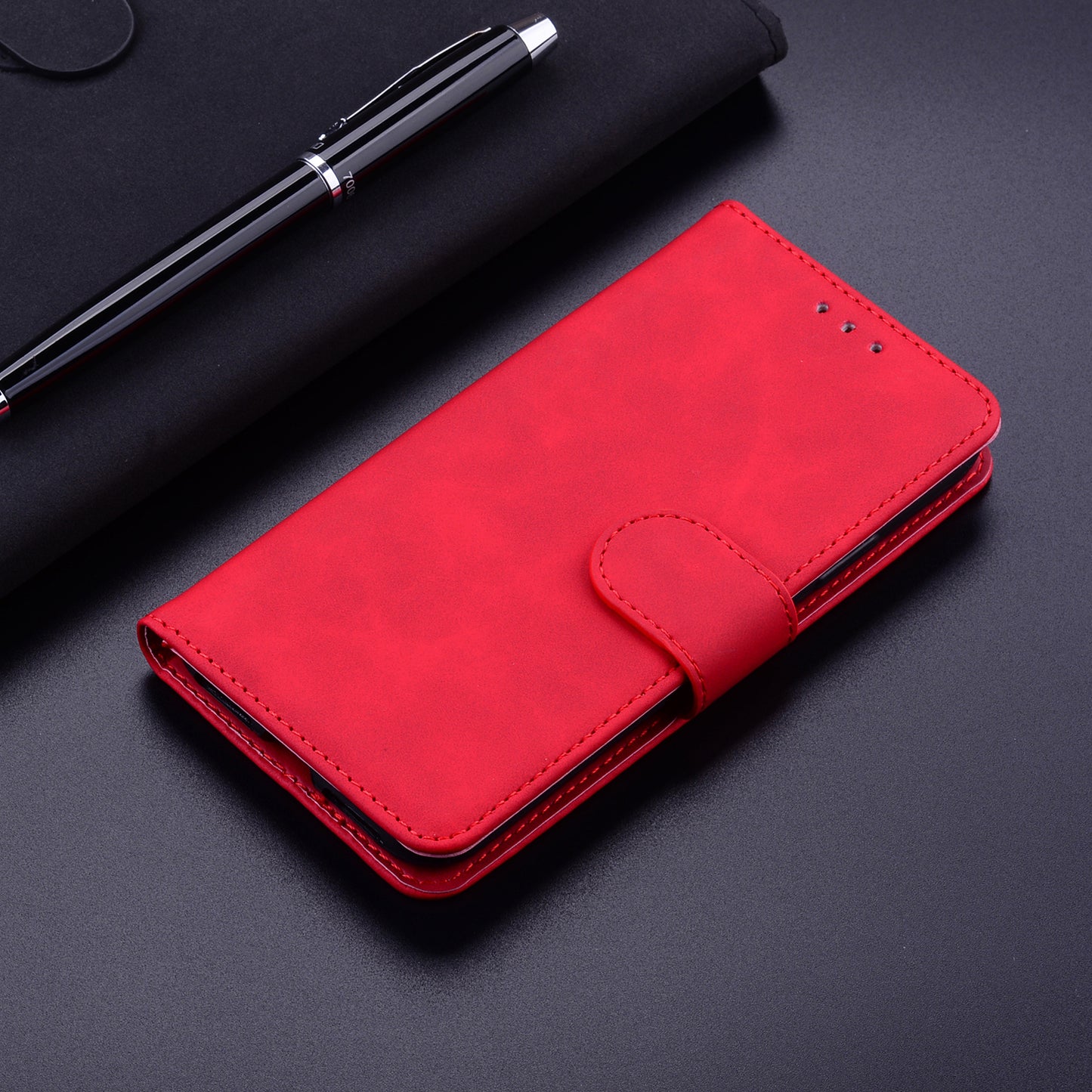 Solid Color Phone Case for Honor X5 4G Anti-drop PU Leather Wallet Stand Cell Phone Cover