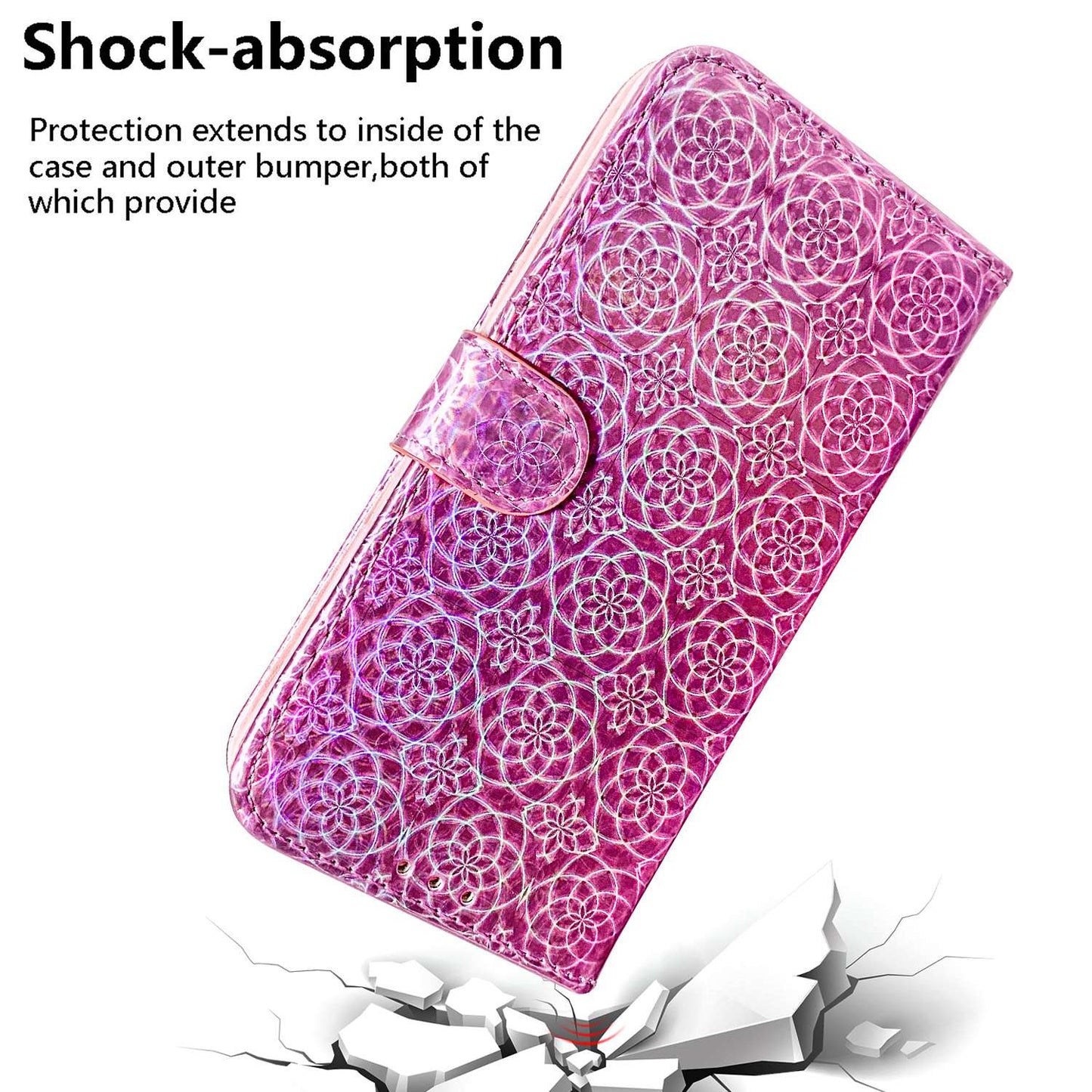 For Honor X5 4G Dazzling Flower Pattern PU Leather Wallet Phone Case Stand Shockproof Cover