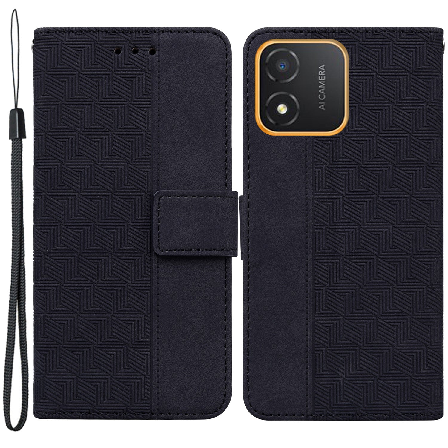 For Honor X5 4G Geometry Pattern Imprinted Leather Phone Case Wallet Stand Cover