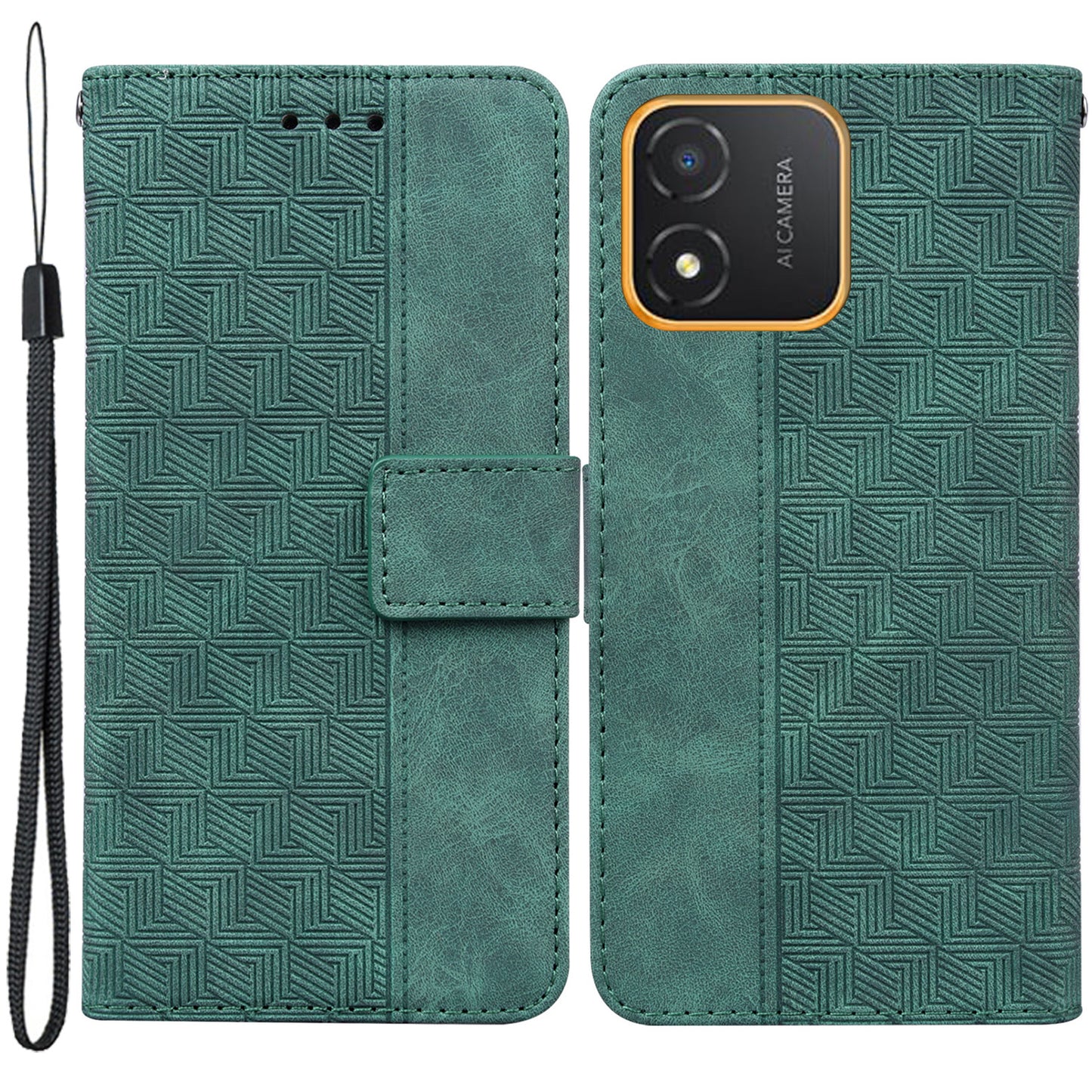 For Honor X5 4G Geometry Pattern Imprinted Leather Phone Case Wallet Stand Cover